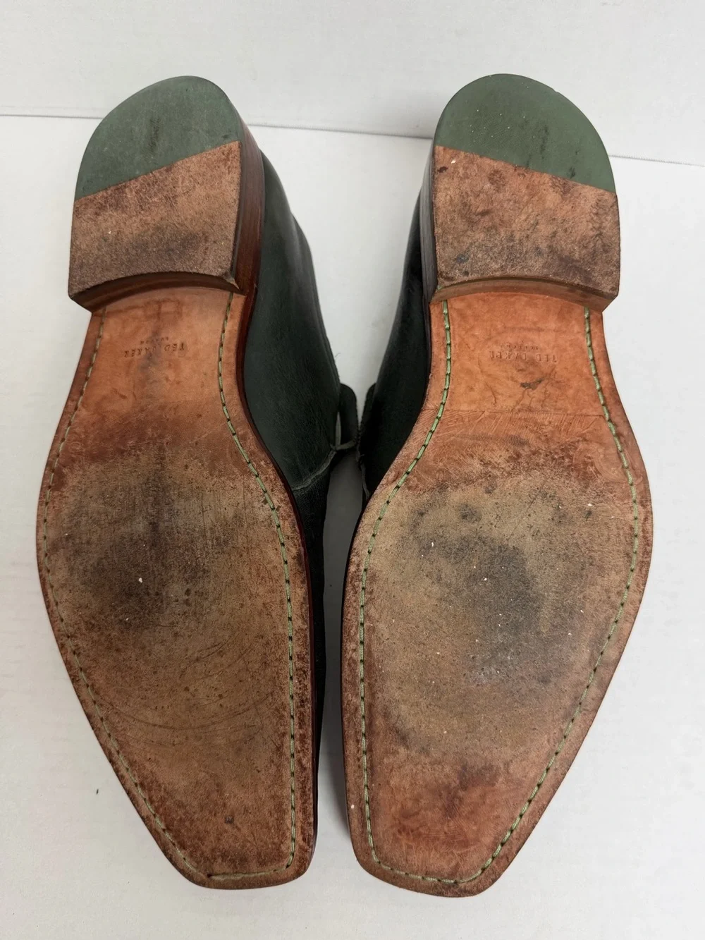 Ted Baker London Men's Leather Slip-Ons Olive Green Loafer Dress Shoes, Size 13